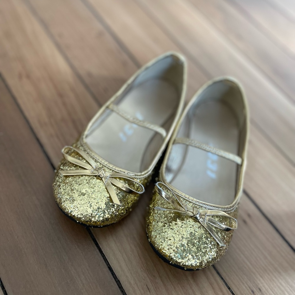 Gold Glitter Ballet Flat Mary Janes
